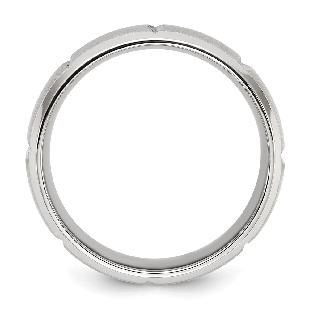 High-Quality Chiseled Titanium 8mm Band | Stylish Brushed & Polished Finish