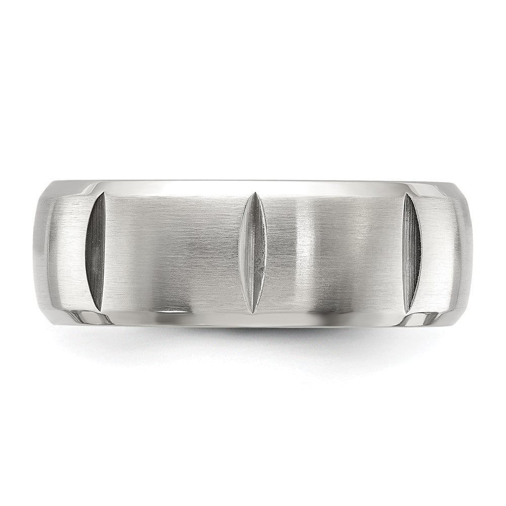 High-Quality Chiseled Titanium 8mm Band | Stylish Brushed & Polished Finish