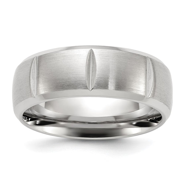 Chiseled Titanium 8mm Band with Brushed & Polished