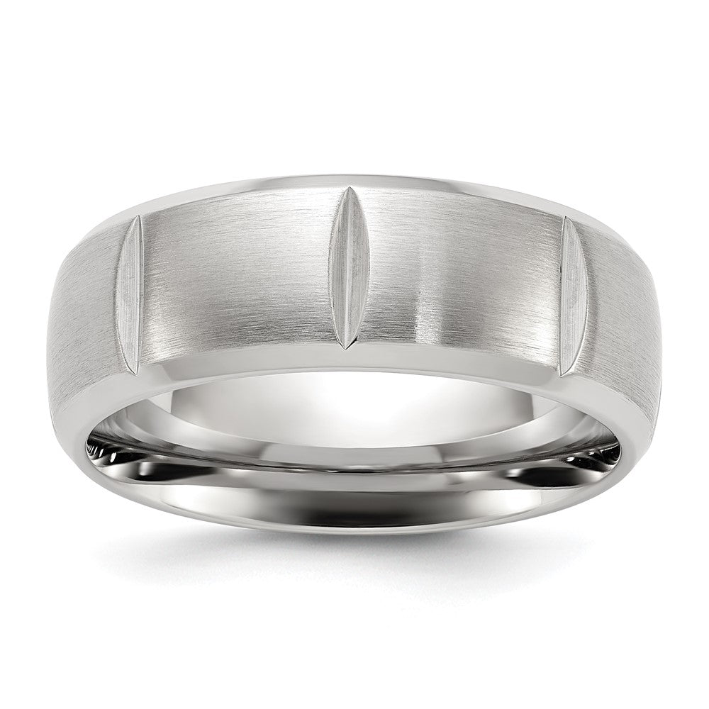 Buy Stylish Titanium 8mm Band - Brushed & Polished Grooved Finish!