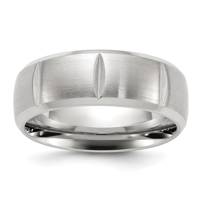 High-Quality Chiseled Titanium 8mm Band | Stylish Brushed & Polished Finish-1