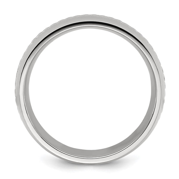 7mm Polished Titanium Chisel Band with Curb Chain Inlay