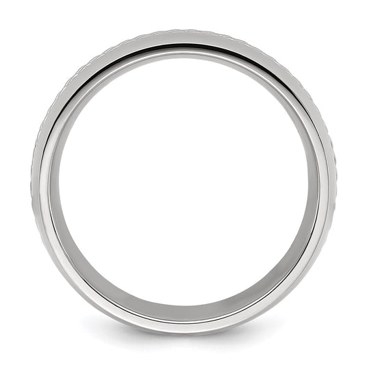 High-Quality 7mm Polished Titanium Chisel Band with Stylish Curb Chain Inlay
