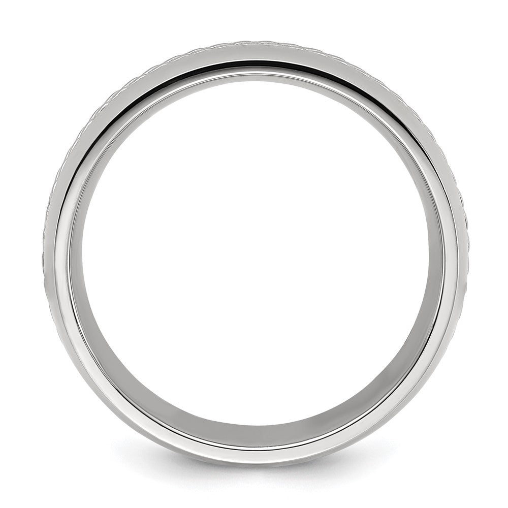Exclusive 7mm Polished Titanium Chisel Band with Stylish Curb Chain Inlay