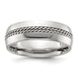 Exclusive 7mm Chiseled Titanium Polished Band with Chain Inlay - Stylish Value-10