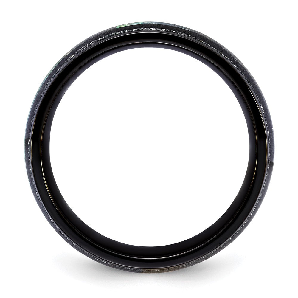 Buy High-Quality 8mm Titanium Band with Abalone & Meteorite Inlay - Stylish!