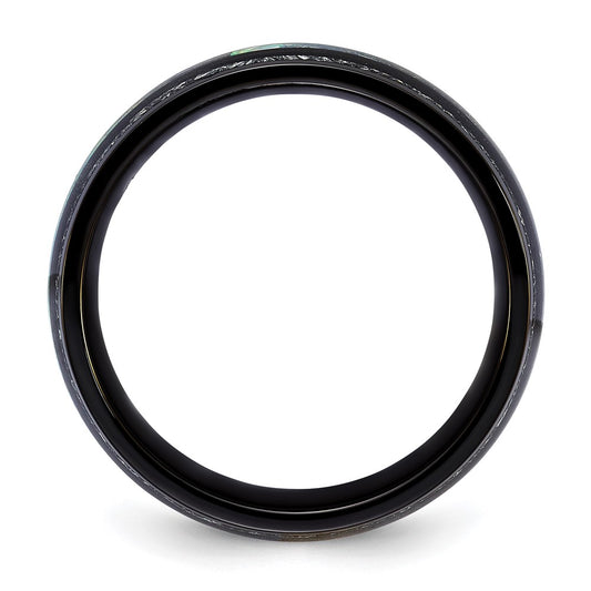 Exclusive 8mm Chisel Titanium Band with Polished Black IP & Abalone Inlay
