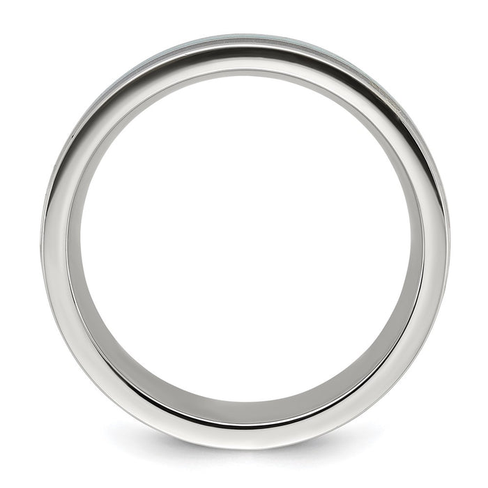 Buy High-Quality 8mm Chiseled Titanium Band with Turquoise & Black Inlay - Stylish Value-2