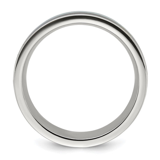 Exclusive 8mm Chiseled Titanium Band with Turquoise Inlay - Stylish Value