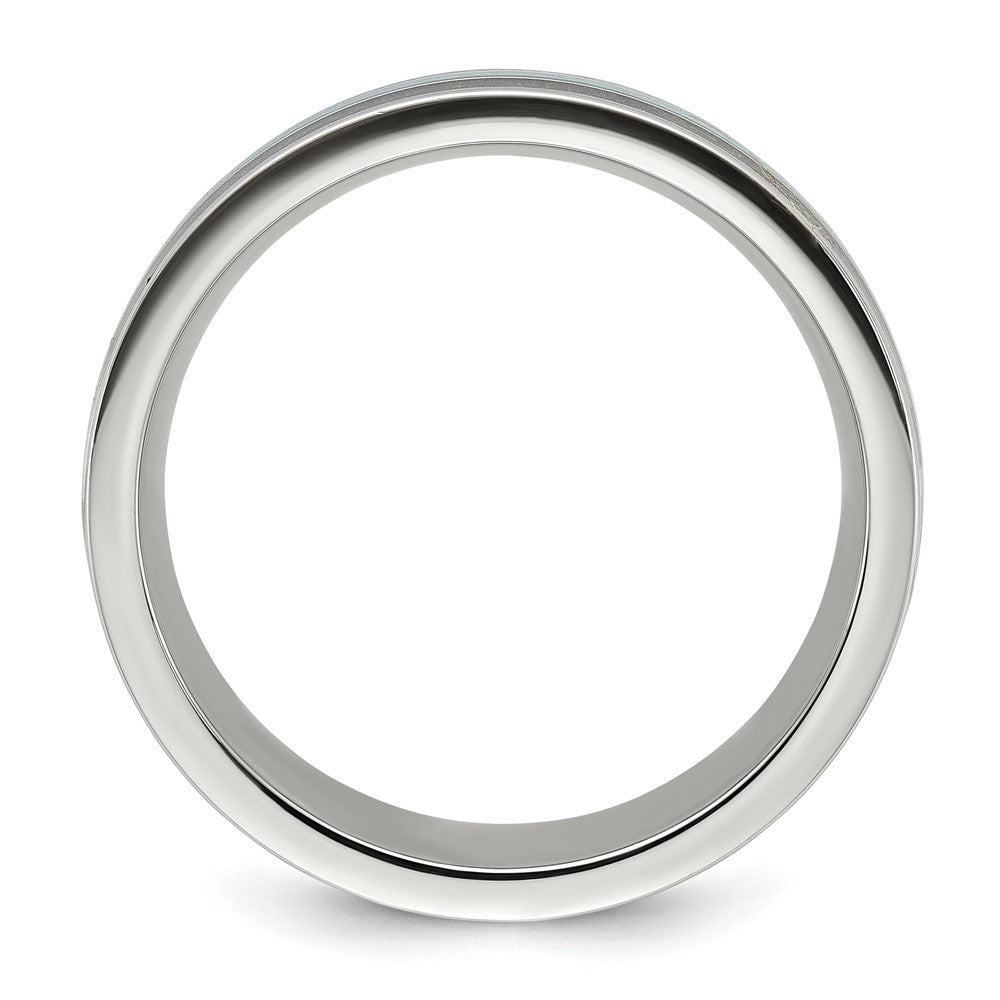 Buy Stylish 8mm Chiseled Titanium Band with Turquoise & Black Sandstone Inlay