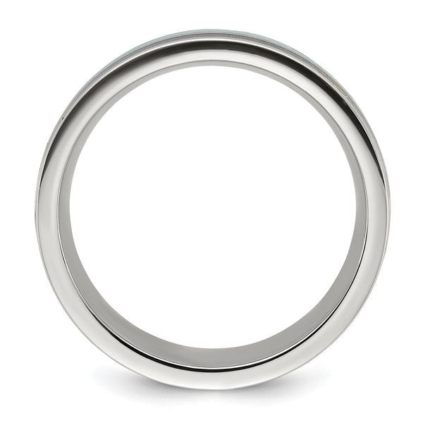 8mm Chiseled Titanium Band with Turquoise & Black Sandstone Inlay