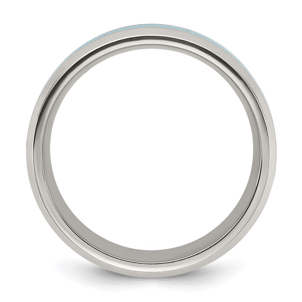 High-Quality 8mm Polished Titanium Chisel Band with Turquoise Inlay - Stylish Value