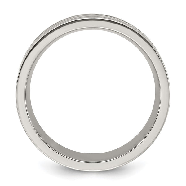 8mm Chisel Titanium Band with Black Resin & Wood Inlay