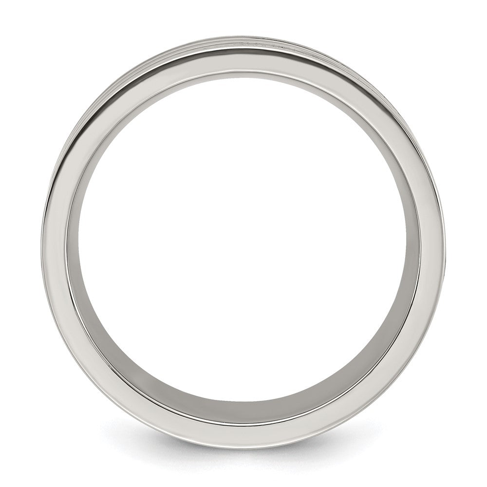 Exclusive 8mm Chisel Titanium Band with Wood Inlay & Polished Finish