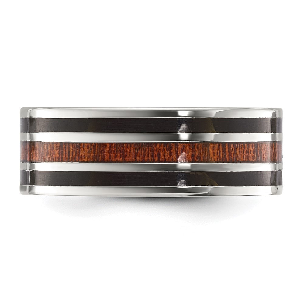 Buy Exclusive 8mm Titanium Chisel Band with Wood Inlay & Polished Finish