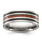 Exclusive 8mm Chisel Titanium Band with Wood Inlay & Polished Finish-2