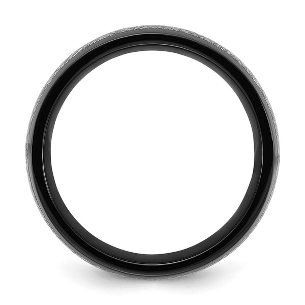 8mm Chisel Titanium Band with Black IP Finish & Meteorite Inlay
