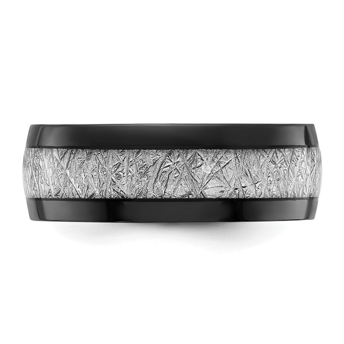 Buy Exclusive 8mm Titanium Band with Black IP Coating & Imitation Meteorite-3