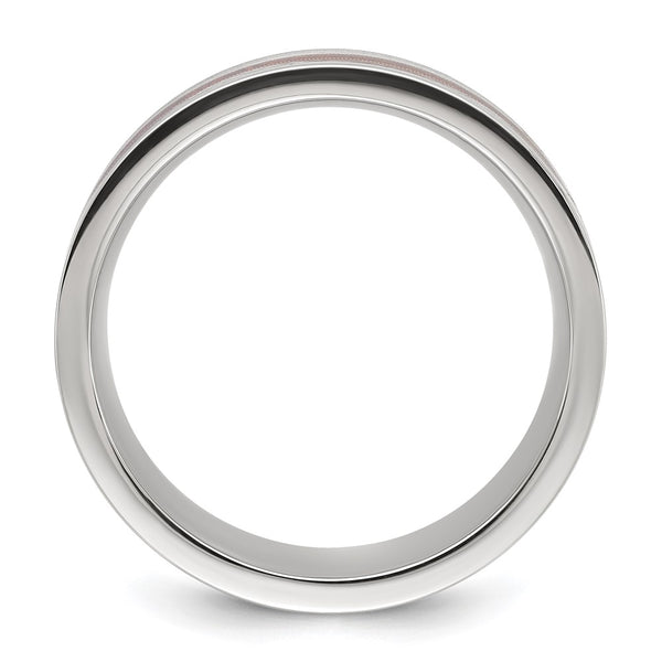 8mm Titanium Chisel Band - Polished Meteorite Inlay