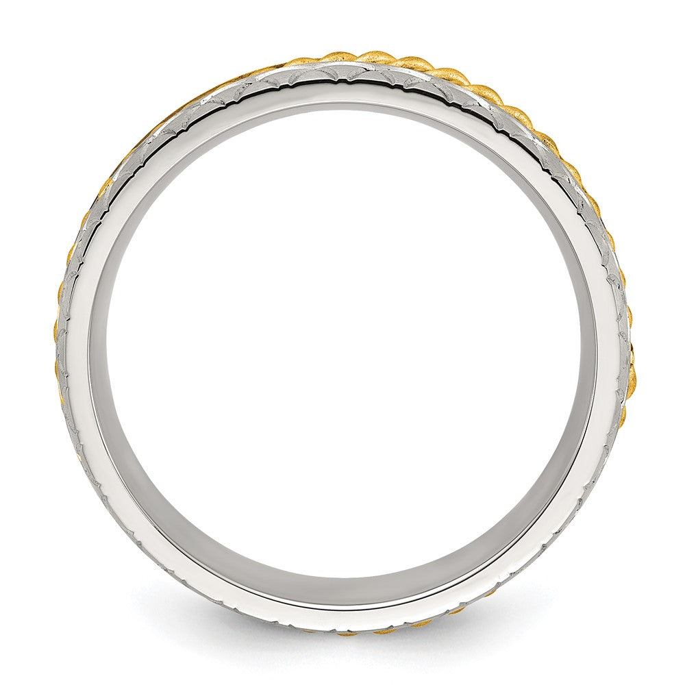 Exclusive Chiseled Titanium 6mm Band with Yellow IP-Plated Center - Stylish Value