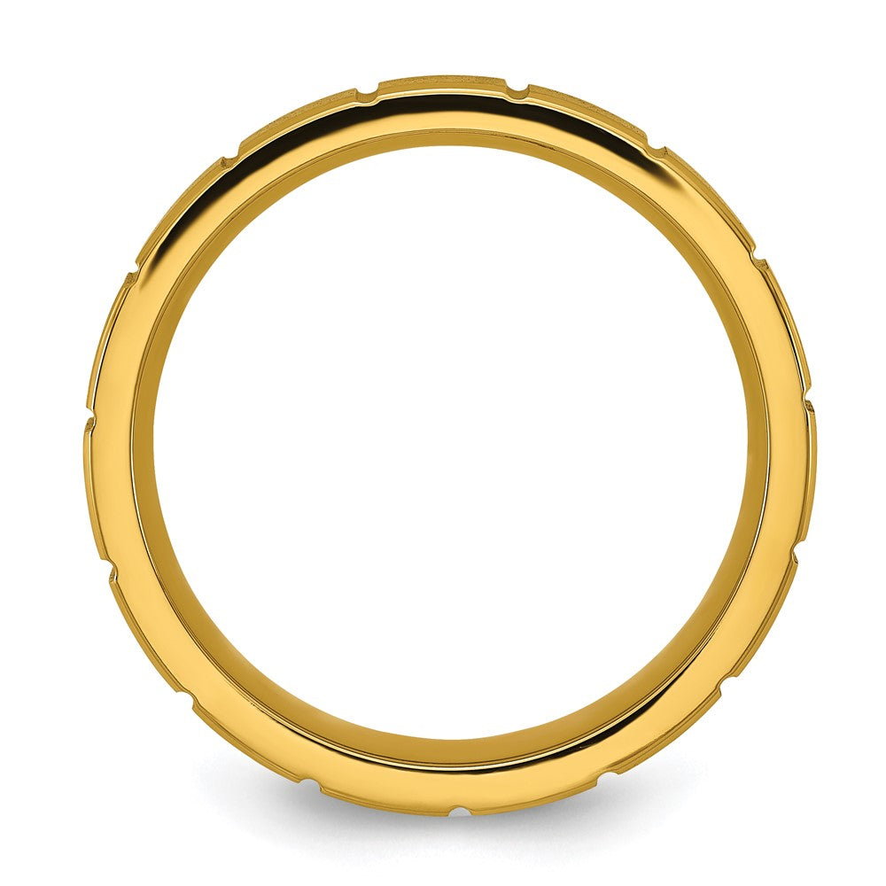 Buy Stylish 6mm Grooved Titanium Band with Yellow IP Plating - High Quality!