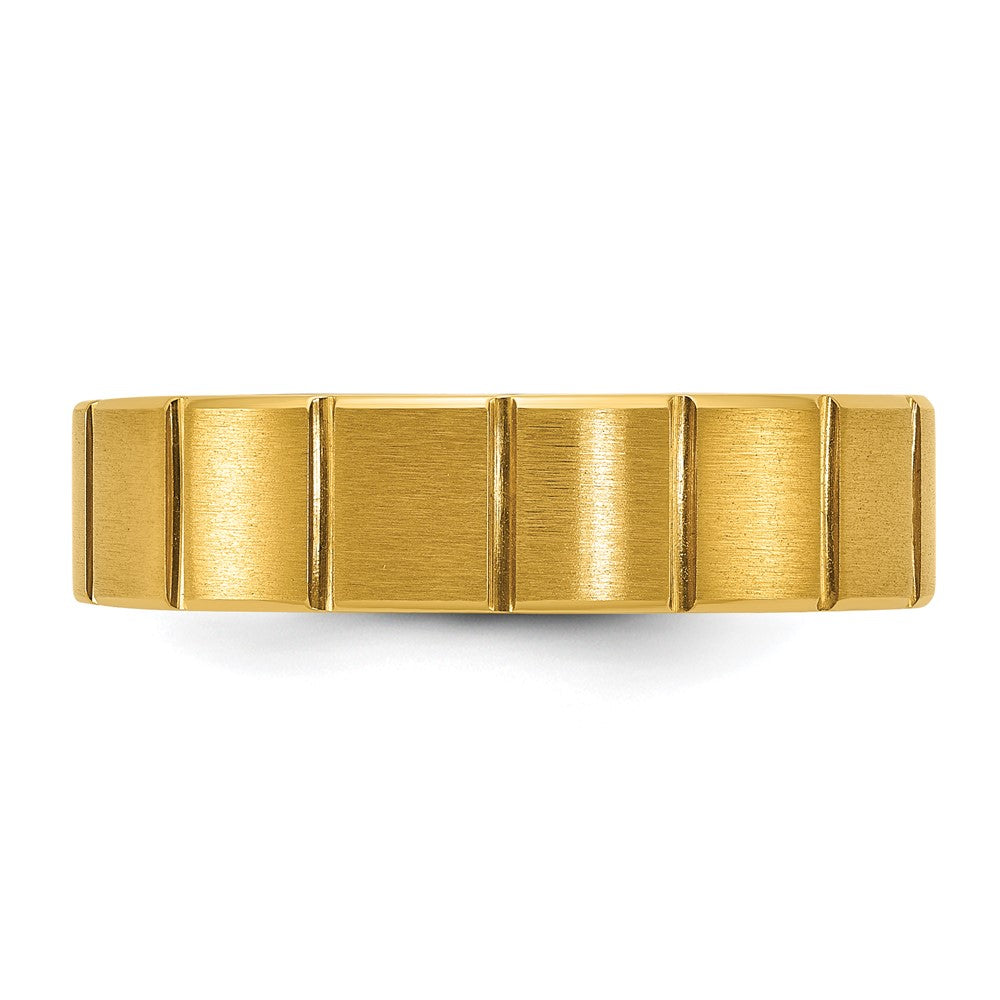 Buy Stylish 6mm Grooved Titanium Band with Yellow IP Plating - High Quality!