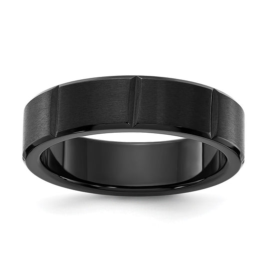Buy Stylish 6mm Polished Black IP-Plated Titanium Grooved Band - Luxury Value