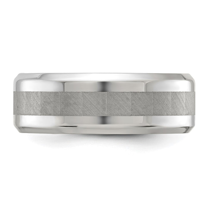 Buy Stylish 8mm Polished Titanium Chisel Band with Brushed Center - Luxury Value-3