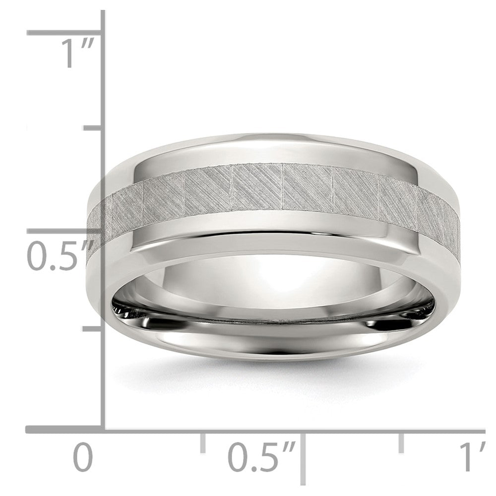 Buy Stylish 8mm Polished Titanium Chisel Band with Brushed Center - Luxury Value