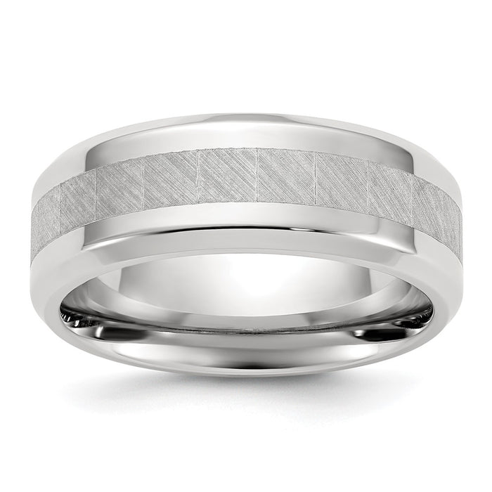 Buy Stylish 8mm Polished Titanium Chisel Band with Brushed Center - Luxury Value-1