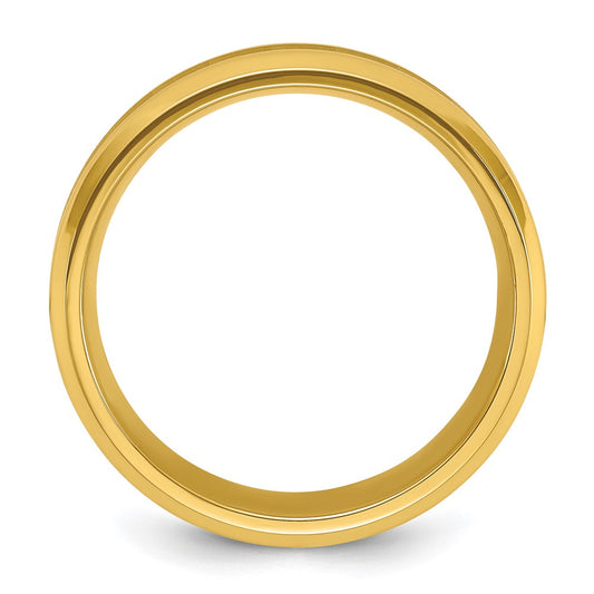 Buy Stylish 8mm Chisel Titanium Band | Polished Yellow IP-Plated Center