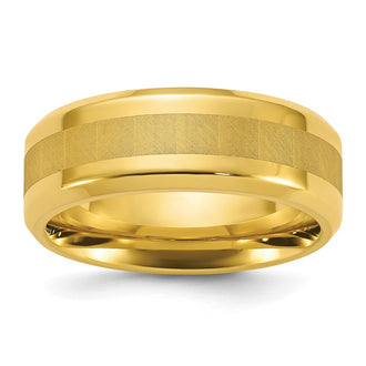 Buy Stylish 8mm Chisel Titanium Band - Polished Yellow IP-Plated Center