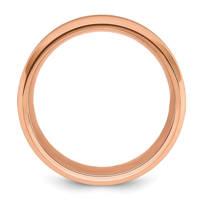 Buy Stylish 8mm Chisel Titanium Band - Polished Rose IP & Brushed Center-2