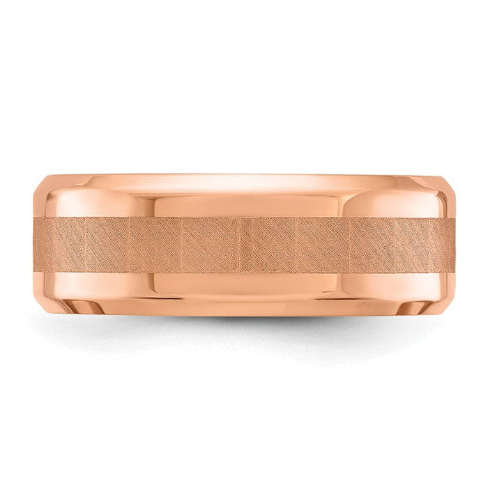 Exclusive 8mm Chisel Titanium Band - Stylish Polished Rose IP Finish-3