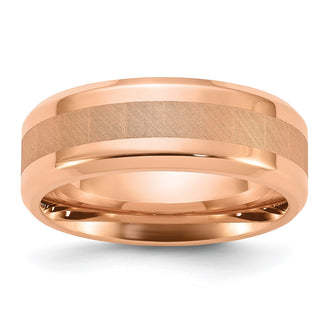 Buy Stylish 8mm Chisel Titanium Band - Polished Rose IP, Brushed Center