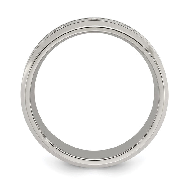 8mm CZ Accent Titanium Band - Brushed Polished