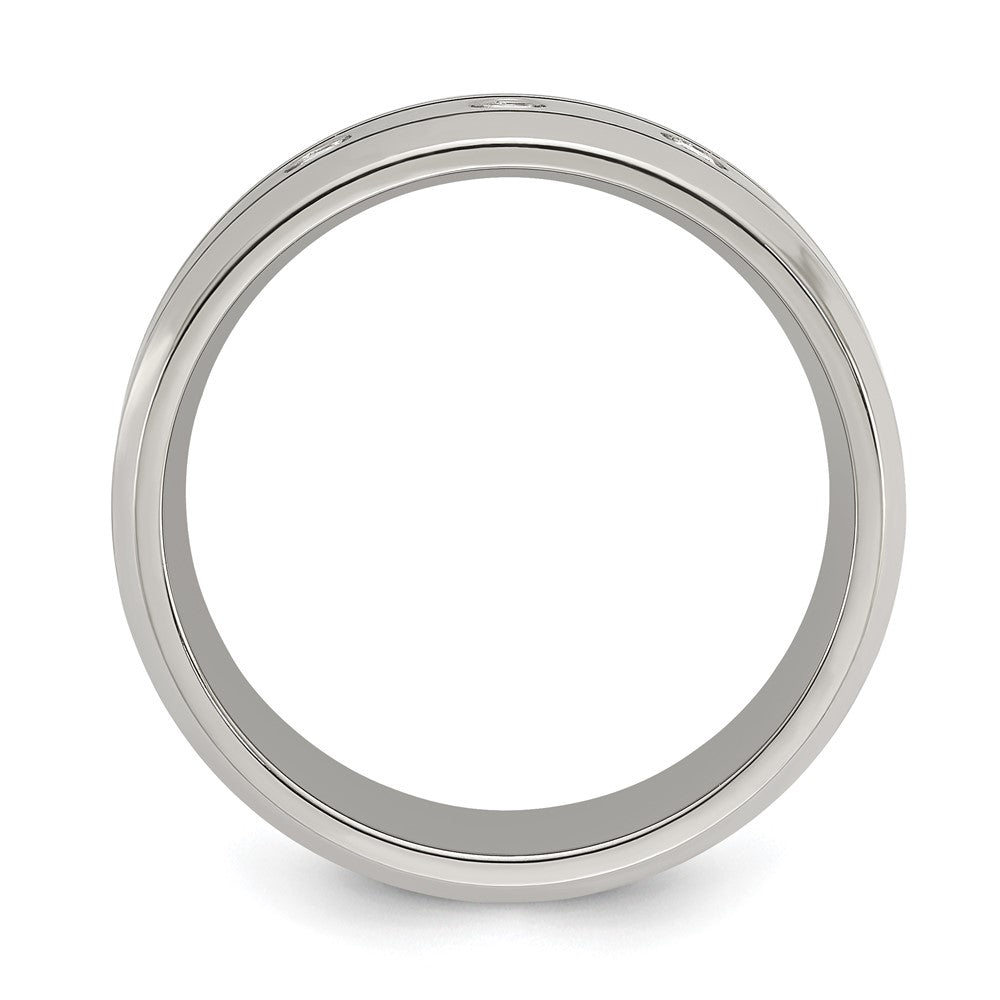 Buy Stylish 8mm Chisel Polished Titanium Band with Cubic Zirconia Accents