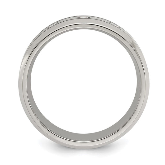 Buy Stylish 8mm Chisel Polished Titanium Band with Cubic Zirconia Accents