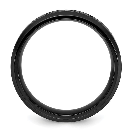 Exclusive Chisel Titanium 8mm Band with CZ Accents - Stylish Black IP-Plated Design