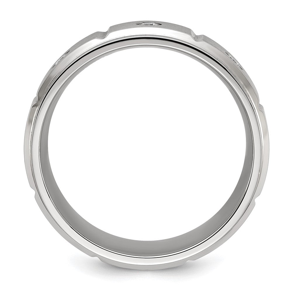Buy Stylish 8mm Chiseled Titanium Band with CZ - Brushed & Polished Finish
