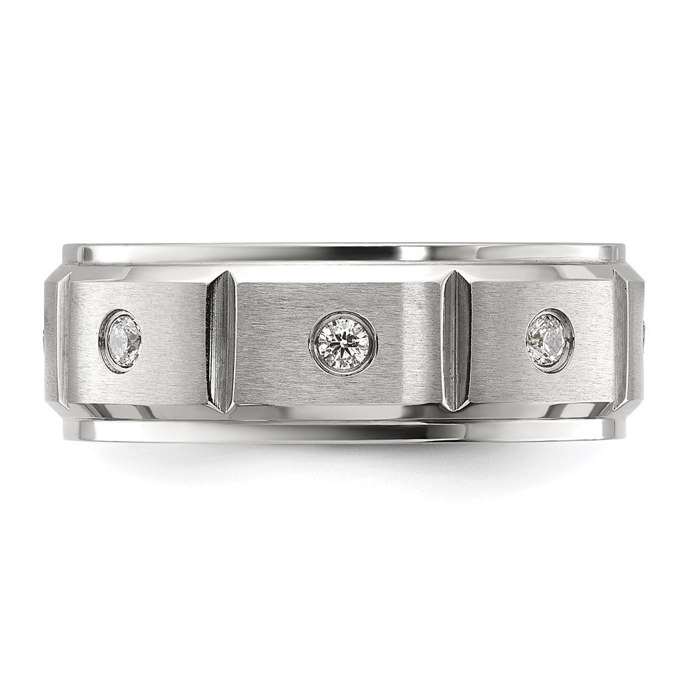 Buy Stylish 8mm Chiseled Titanium Band with Brushed Finish - Luxury Look!