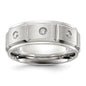 Buy Stylish 8mm Chiseled Titanium Band with CZ - Brushed & Polished Finish-4