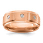 Buy Stylish 8mm Brushed & Polished Rose IP-Plated Band with Titanium & CZ-8