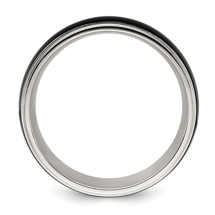 Buy Stylish 8mm Chiseled Titanium Band with Black IP-Plated Center - Luxury Finish-2