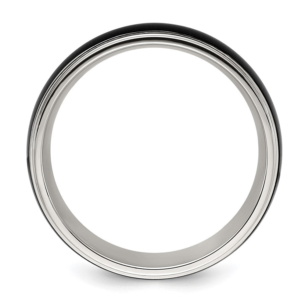 Buy Stylish 8mm Chiseled Titanium Ring - Polished Finish & Brushed Black IP-Plated