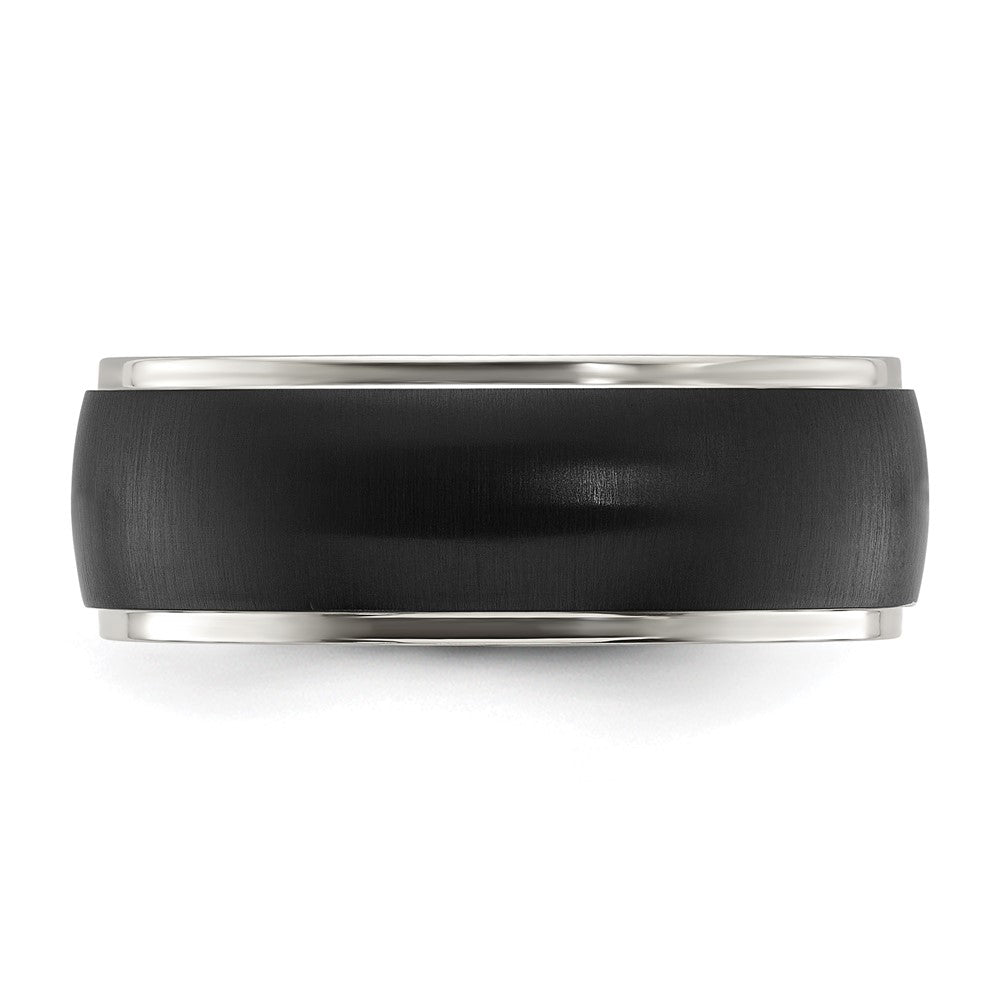 Buy Stylish 8mm Chiseled Titanium Ring - Polished Finish & Brushed Black IP-Plated