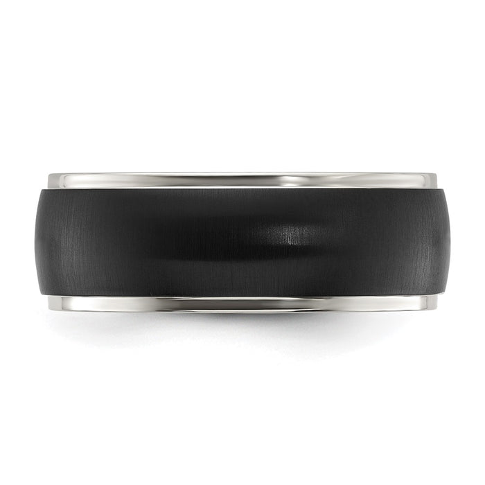Buy Stylish 8mm Chiseled Titanium Ring - Polished Finish & Brushed Black IP-Plated-3
