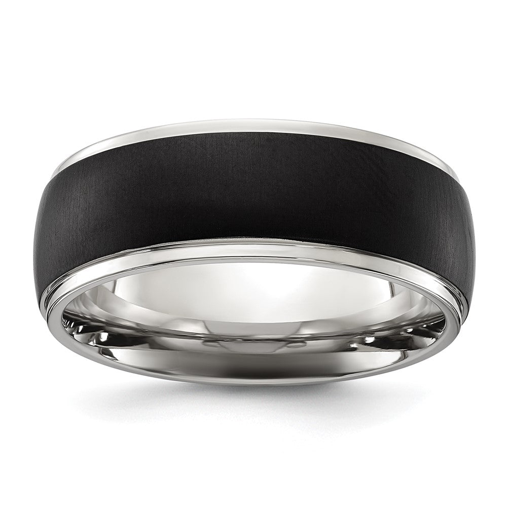 High-Quality Chiseled Titanium Ring - 8mm Band, Stylish Polished Finish