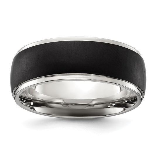 Buy Stylish 8mm Chiseled Titanium Band with Black IP-Plated Center - Luxury Finish