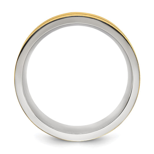Exclusive Chiseled Titanium 8mm Band - Stylish Brushed & Polished Yellow IP Finish
